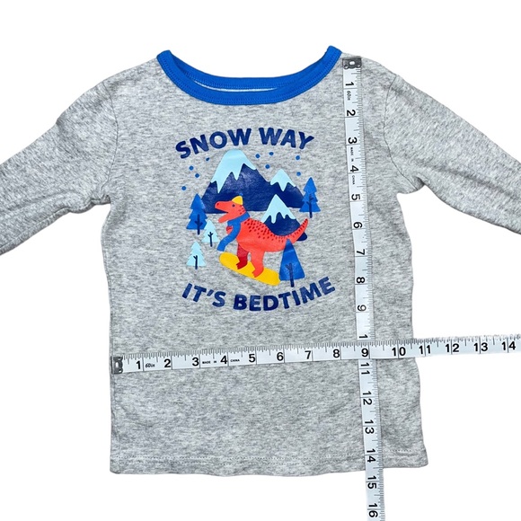 Cat & Jack Fleece Pajama Set 4T Snowboarding Dinosaur Winter Scene - Picture 9 of 13